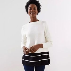 LOFT Striped Hem Mock Neck Sweater Size Large